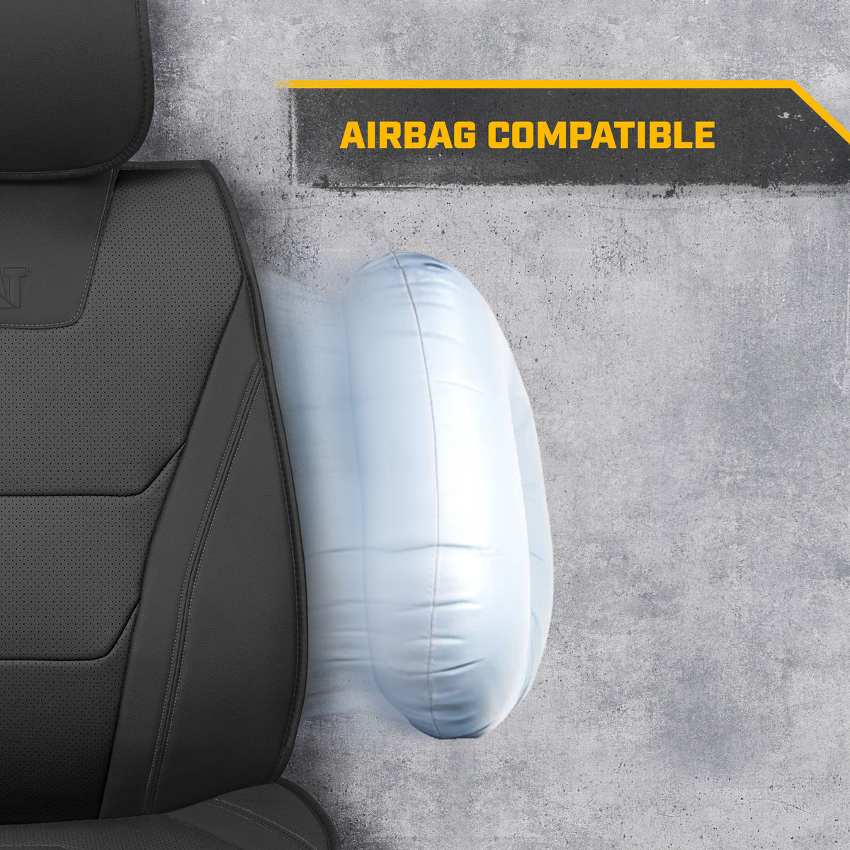 CAT® Edge Deluxe Car Seat Covers for Front Seats - Premium Two-Tone Faux Leather Seat Covers for Cars with Universal Fit, Rugged Automotive Seat