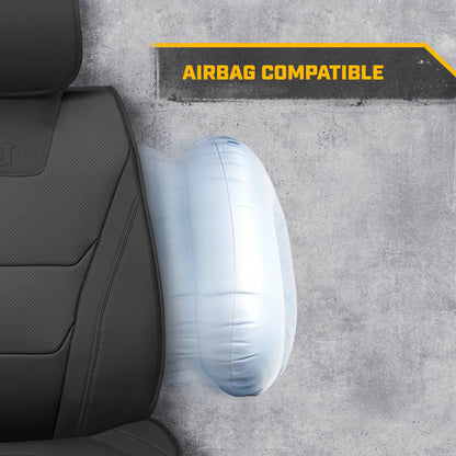 CAT® Edge Deluxe Car Seat Covers for Front Seats - Premium Two-Tone Faux Leather Seat Covers for Cars with Universal Fit, Rugged Automotive Seat