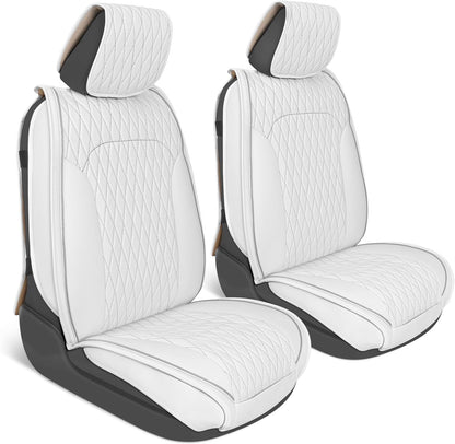 Car Seat Covers - DiamondLux Edition Premium Faux Leather Seat Protectors - Double Cross Stitched Cushioned Automotive Accessories for Trucks