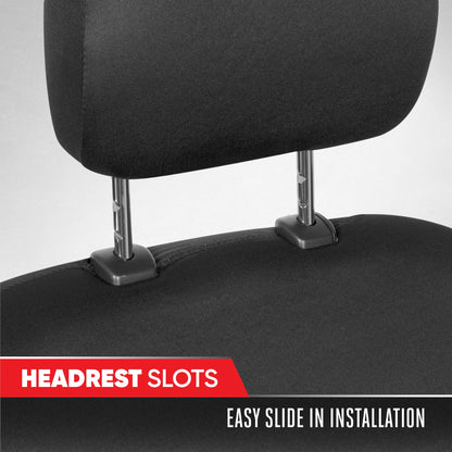 Motor Trend GrandPrix Seat Covers for Cars, 2-Pack Black & Beige Tire Tread Embossed Car Seat Covers for Front Seats, Automotive Interior Covers