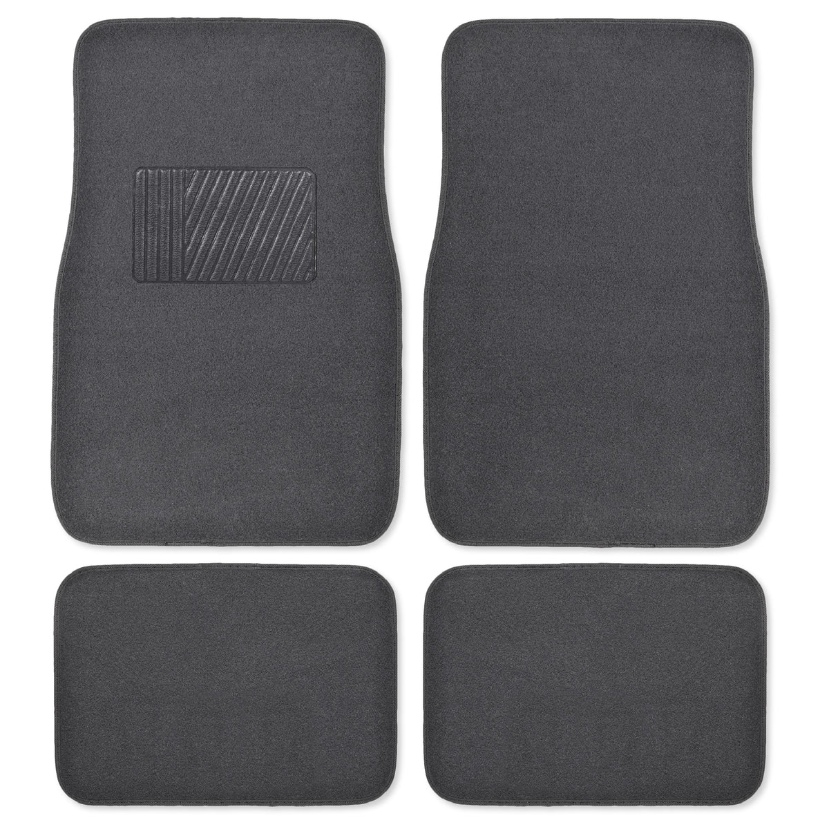 BDK 4-Piece Premium Carpet Non-Slip Heel Pad Front Floor Mats and Rear Floor Mats - Charcoal