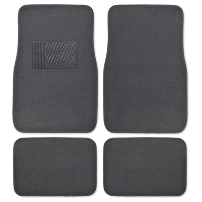 BDK 4-Piece Premium Carpet Non-Slip Heel Pad Front Floor Mats and Rear Floor Mats - Charcoal