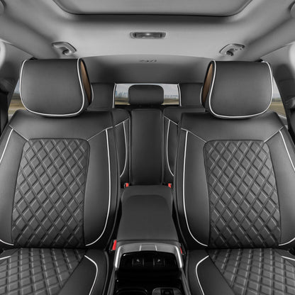 MotorBox 11-Piece Prestige Edition Premium Faux Leather Diamond Stitched Cushion Front Seat Covers and Rear Seat Covers