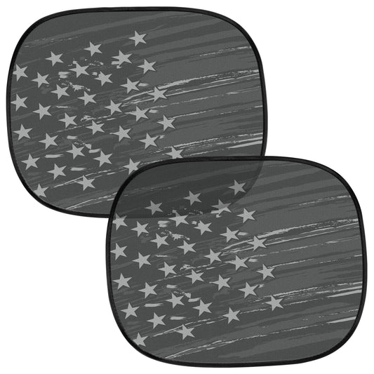 MotorTrend 2-Pack EasyCling American Vintage Black US Flag Window Sunshades (18" x 14")
