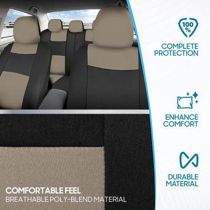 BDK 9-Piece PolyPro Front Seat Covers and Rear Seat Covers - Light Beige