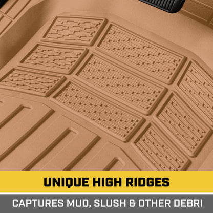 CAT 3-Piece Deep Dish Front Floor Mats and Rear Floor Mats - Heavy Duty, All Weather, Trim to Fit