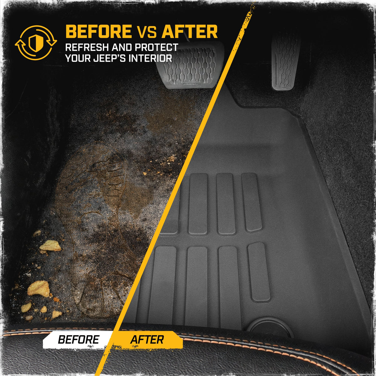 Cat® JustFit™ 3D Floor Mats for Jeep Gladiator (JL) 2020-2026, All Weather Custom Fit Jeep Gladiator Floor Liners with Extended Coverage Design