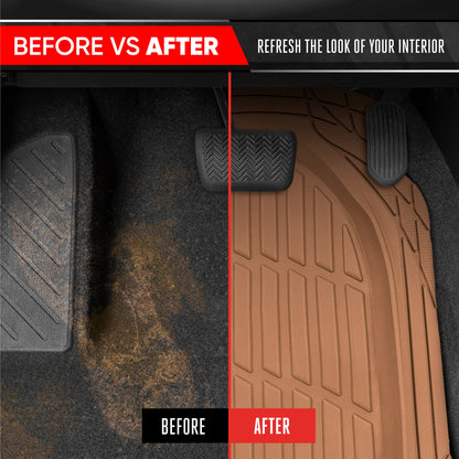 MotorTrend 4-Piece 3-Rows FlexTough Deep Dish Front Floor Mats, Middle Floor Mats, and Rear Floor Mat