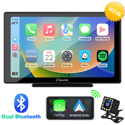 CARPURIDE W901 Pro Portable Smart Multimedia Dual Bluetooth Dashboard Console With Backup Camera