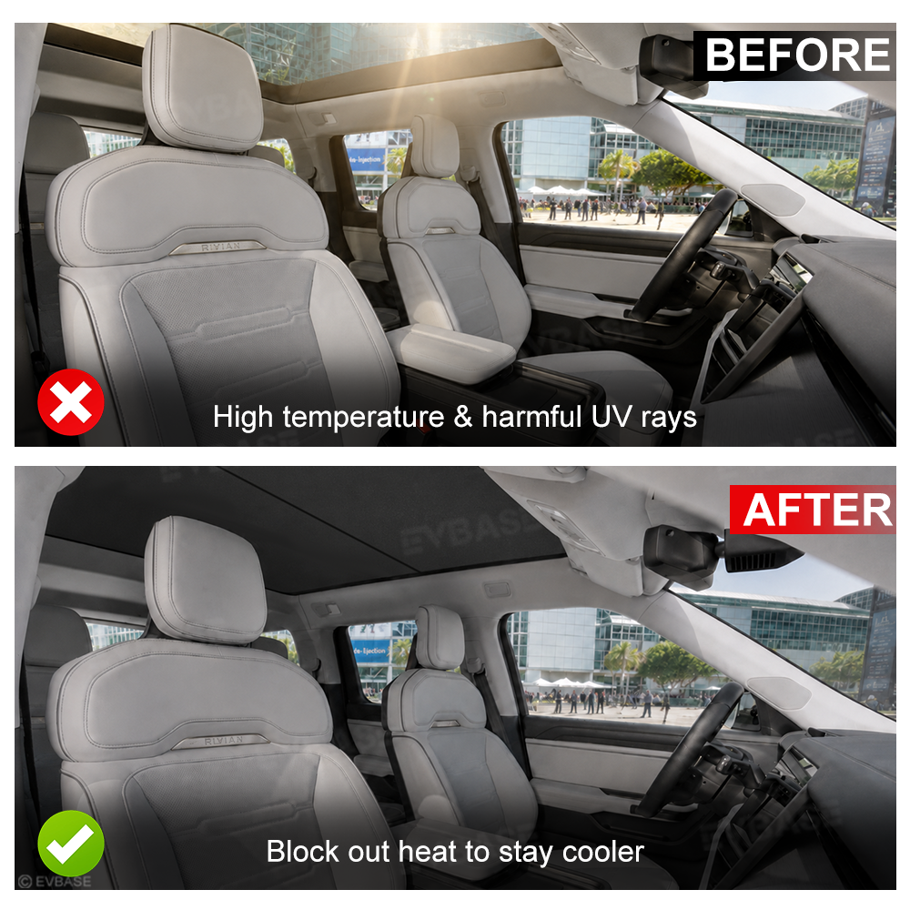 EVBASE Glass Roof Sunshade for Rivian R2 Ice Crystal Sunroof Shade Foldable Heat Reflective Sun Visor