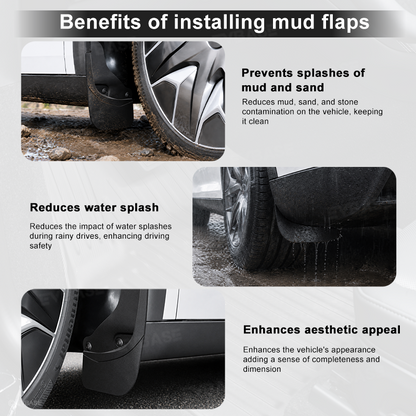 EVBASE Model Y L Mud Flaps Front & Rear No-Drilling Splash Guards All-Weather Protection