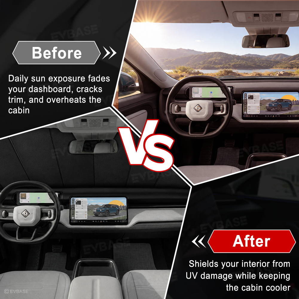 EVBASE Windshield Sunshade for Rivian R2 OEM-Style Front Window Shade Heat Insulation & UV Protection
