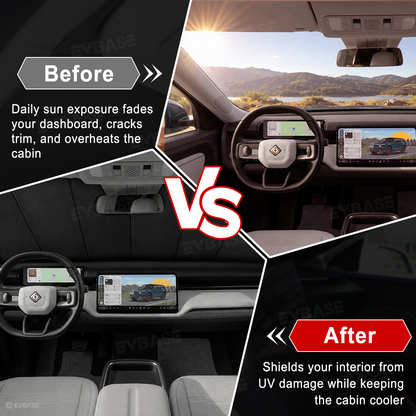 EVBASE Windshield Sunshade for Rivian R2 OEM-Style Front Window Shade Heat Insulation & UV Protection