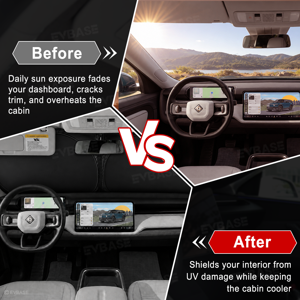 EVBASE Sunshade for Rivian R2 Side Window Shade & Windshield Sun Shade & Glass Roof Sun Visor Foldable Heat Reflective