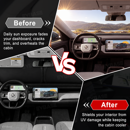 EVBASE Sunshade for Rivian R2 Side Window Shade & Windshield Sun Shade & Glass Roof Sun Visor Foldable Heat Reflective