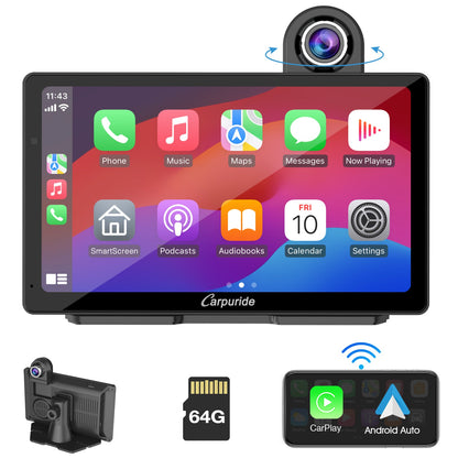 CARPURIDE W703 Portable Smart Multimedia Car Stereo with Dual Cameras and DVR Function