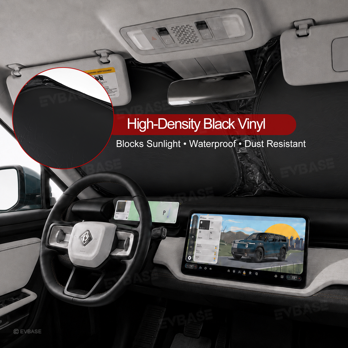 EVBASE Sunshade for Rivian R2 Side Window Shade & Windshield Sun Shade & Glass Roof Sun Visor Foldable Heat Reflective