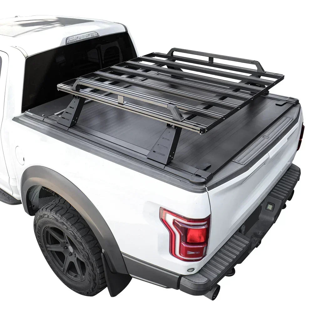 SYNETICUSA [2-in-1 Bundle] Nissan Titan Retractable Tonneau Cover w/ Rack System