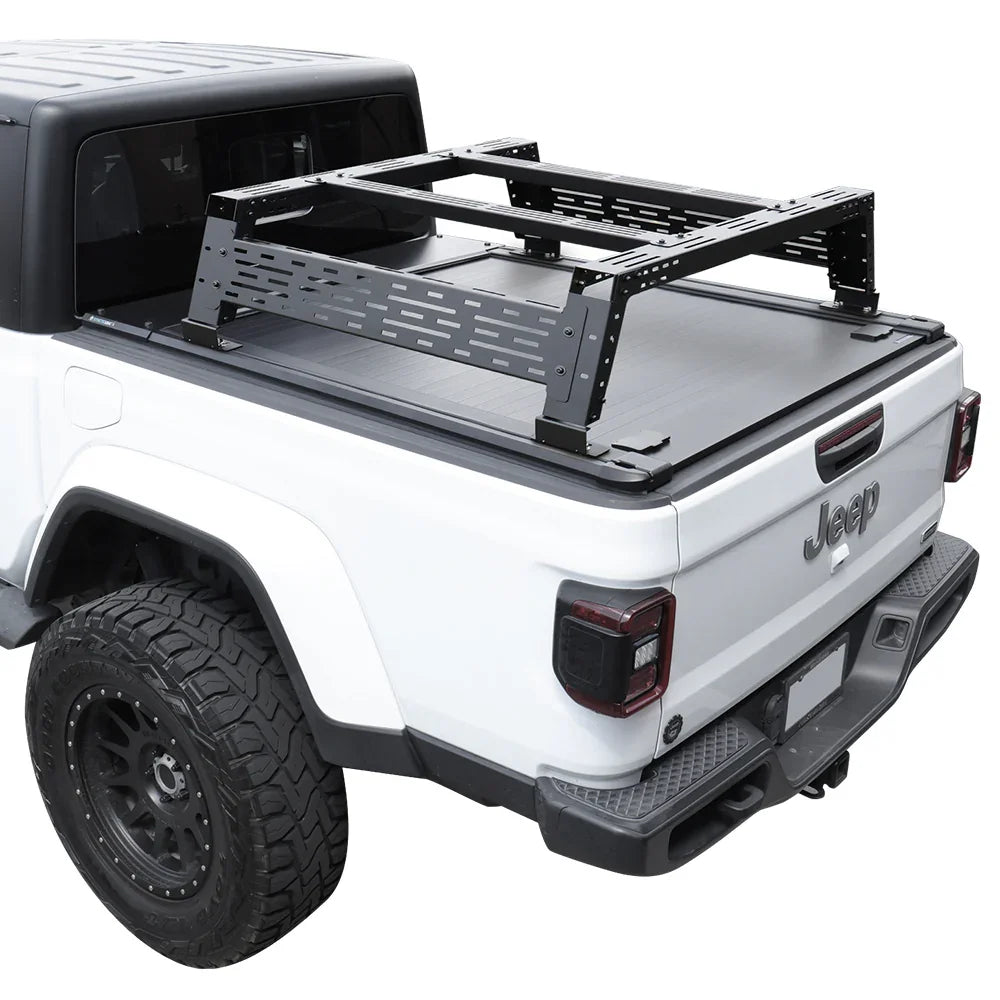 SYNETICUSA [2-in-1 Bundle] Jeep Gladiator Retractable PRO Tonneau Cover w/ Rack System