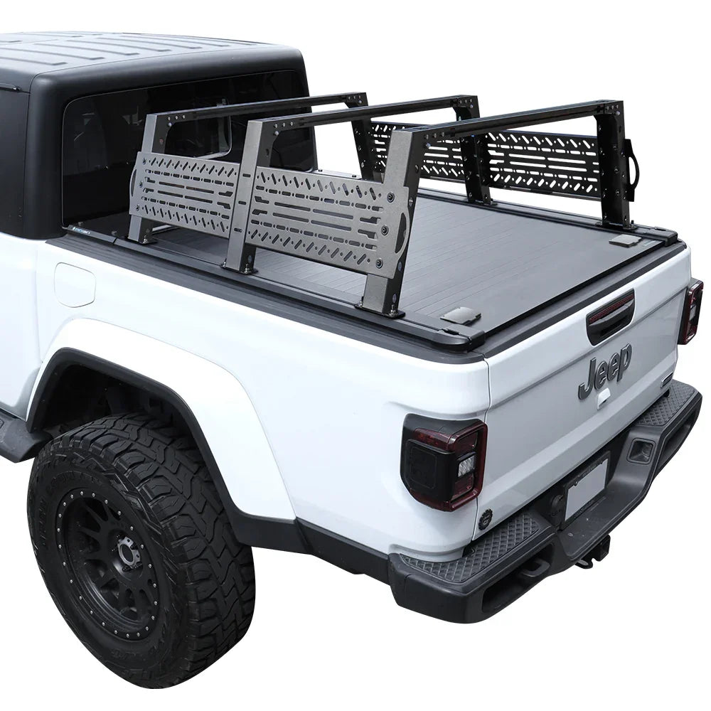 SYNETICUSA [2-in-1 Bundle] Jeep Gladiator Retractable PRO Tonneau Cover w/ Rack System