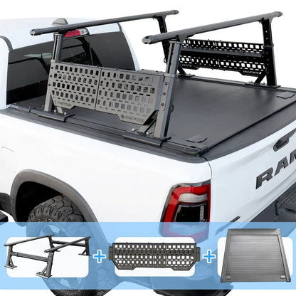 SYNETICUSA [2-in-1 Bundle] RAMBOX 1500/2500/3500 Retractable Tonneau Cover w/ Rack System