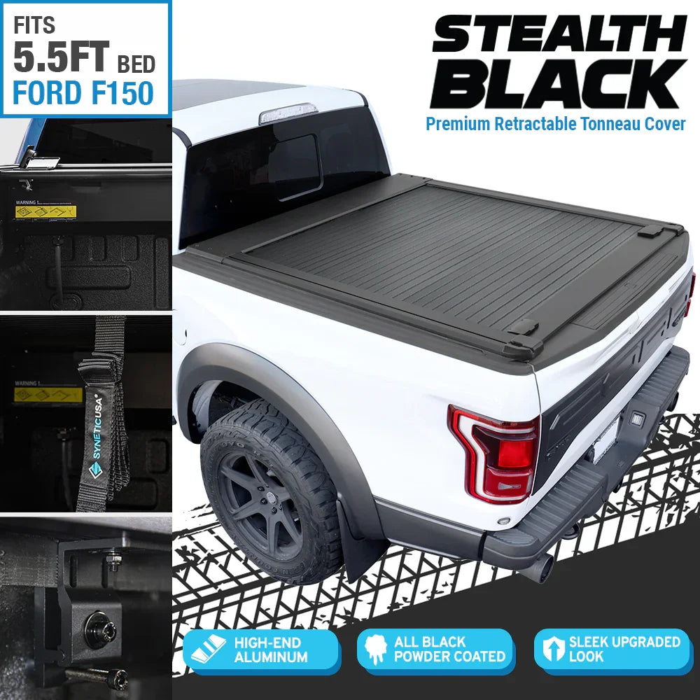 [Stealth Black] SYNETICUSA® MRB Retractable PRO Tonneau Cover