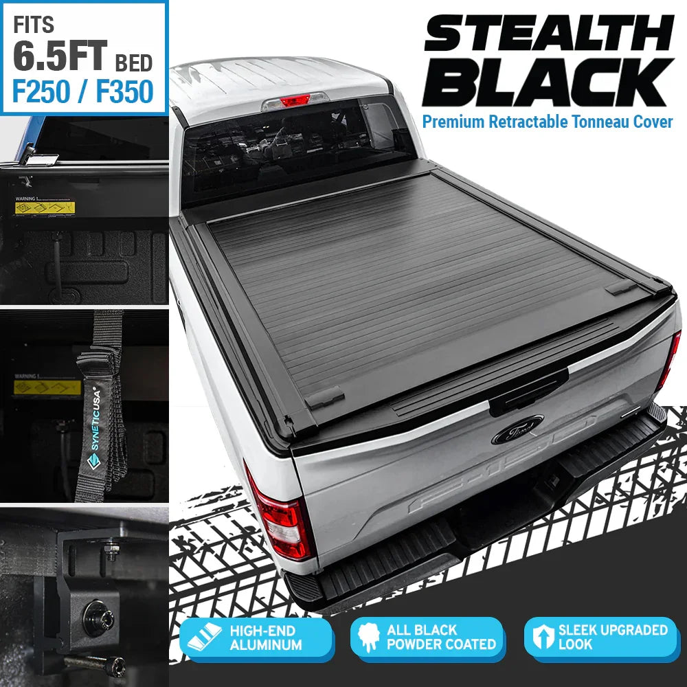 [Stealth Black] SYNETICUSA® MRB Retractable PRO Tonneau Cover