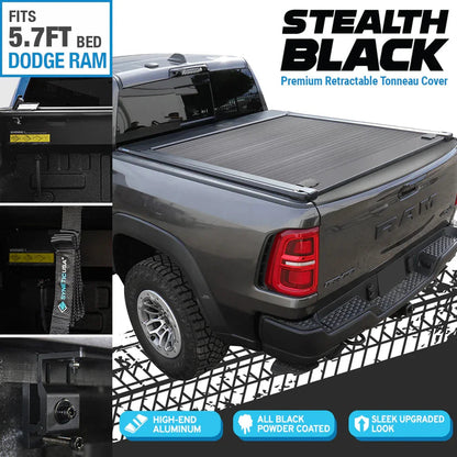 [Stealth Black] SYNETICUSA® MRB Retractable PRO Tonneau Cover