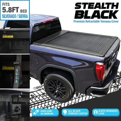 [Stealth Black] SYNETICUSA® MRB Retractable PRO Tonneau Cover