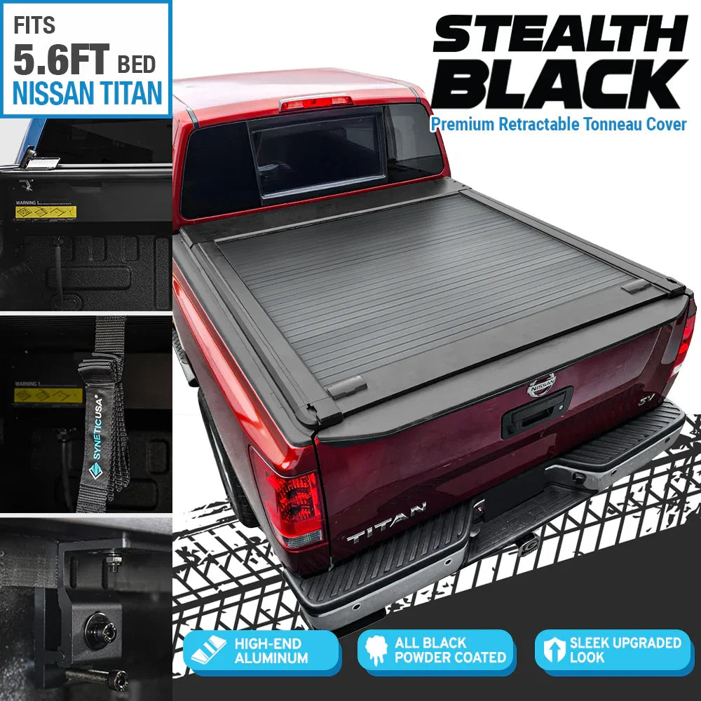 [Stealth Black] SYNETICUSA® MRB Retractable PRO Tonneau Cover