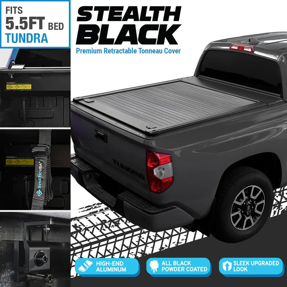 [Stealth Black] SYNETICUSA® MRB Retractable PRO Tonneau Cover