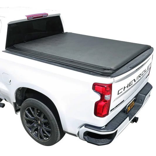 SYNETICUSA Silverado Soft Roll-Up Tonneau Cover With T-Slot Channel