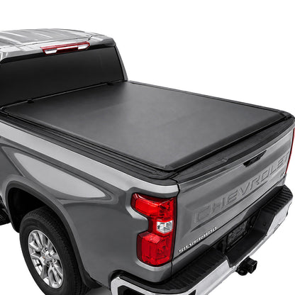 SYNETICUSA Silverado Soft Roll-Up Tonneau Cover With T-Slot Channel