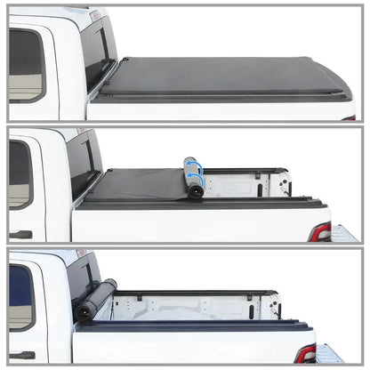 SYNETICUSA Silverado Soft Roll-Up Tonneau Cover With T-Slot Channel
