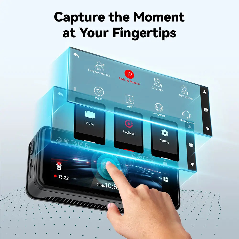 Redtiger F8 5GHz Wifi Touch Screen 4K Front Dash Cam