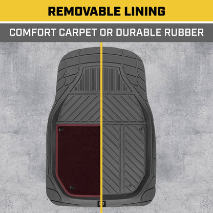 CAT 4-Piece Detachable Carpet Deep Dish Front Floor Mats and Rear Floor Mats - Heavy Duty, All Weather, Trim to Fit