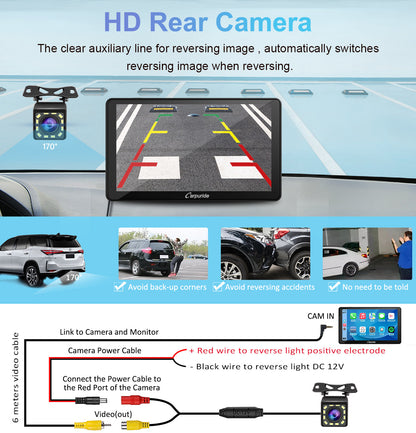 CARPURIDE C3 Portable Smart Multimedia Dashboard Console with Detachable Sunshade and Backup Camera