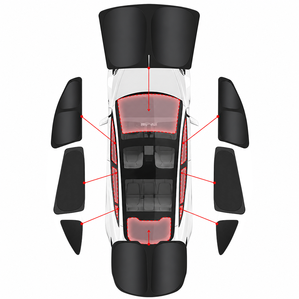 EVBASE Model Y Juniper Sunshade Front & Rear Windshield Shade Side Window Sun Visor Glass Roof Sunshade Sun Protection Heat