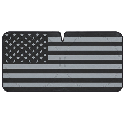 BDK USA Black American Flag Front Windshield Sunshade XXL (64" x 32")
