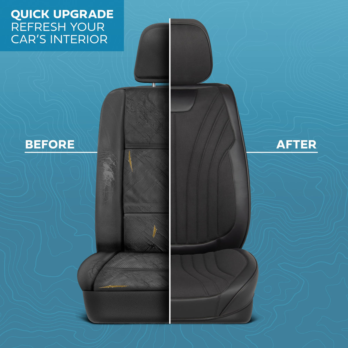 MotorBox Elite Edition Faux Leather & Suede Seat Covers for Cars, Trucks, & SUV - 2 Black Car Seat Covers for Front Seats - Universal Fit Car