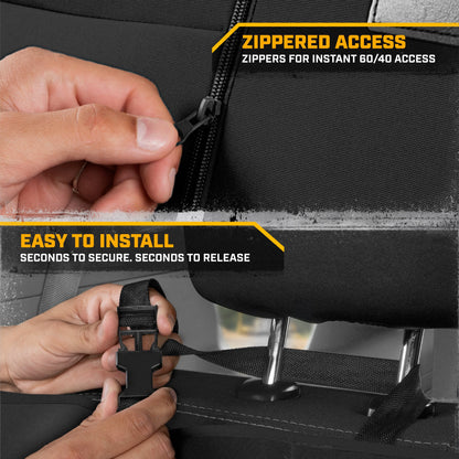 CAT Black Rear Seat Cover for Trucks, Cars & SUVs – Heavy-Duty Oxford Canvas – 60/40 Split Bench Protector – Durable Back Seat Cover for Work