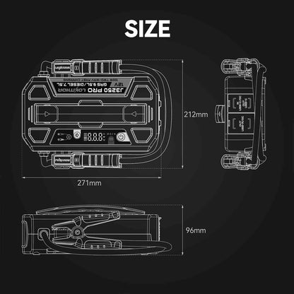 LOKITHOR J3250 PRO LiFePO4 Jump Starter 3250A with 100W Two-Way Fast Charging for for 9.5L Gas/7.5L Diesel