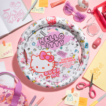 Hello Kitty Steering Wheel Cover, Official Sanrio Car Steering Wheel Cover with Universal Size 14.5 - 15.5, Cute White Steering Wheel Cover for
