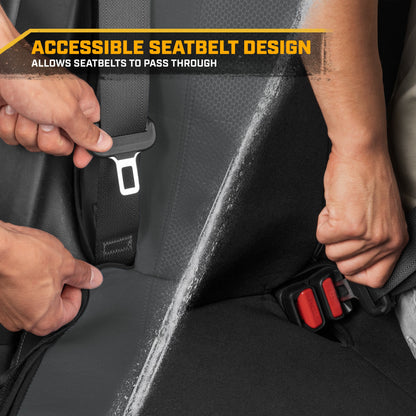 Cat Flexfit Gray Rear Seat Cover for Car – Durable Canvas & Mesh Design 60/40 Split Bench Protector for Cars, Trucks & SUVs – Back Seat Cover for