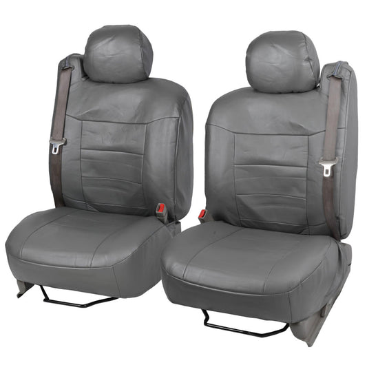 BDK 2-Pack Premium Faux Leather Front Seat Covers with Integrated Seatbelt Covers
