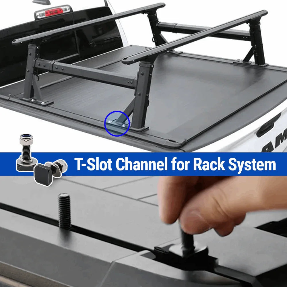 SYNETICUSA [2-in-1 Bundle] Ford F-250/F-350 Retractable Tonneau Cover w/ Rack System