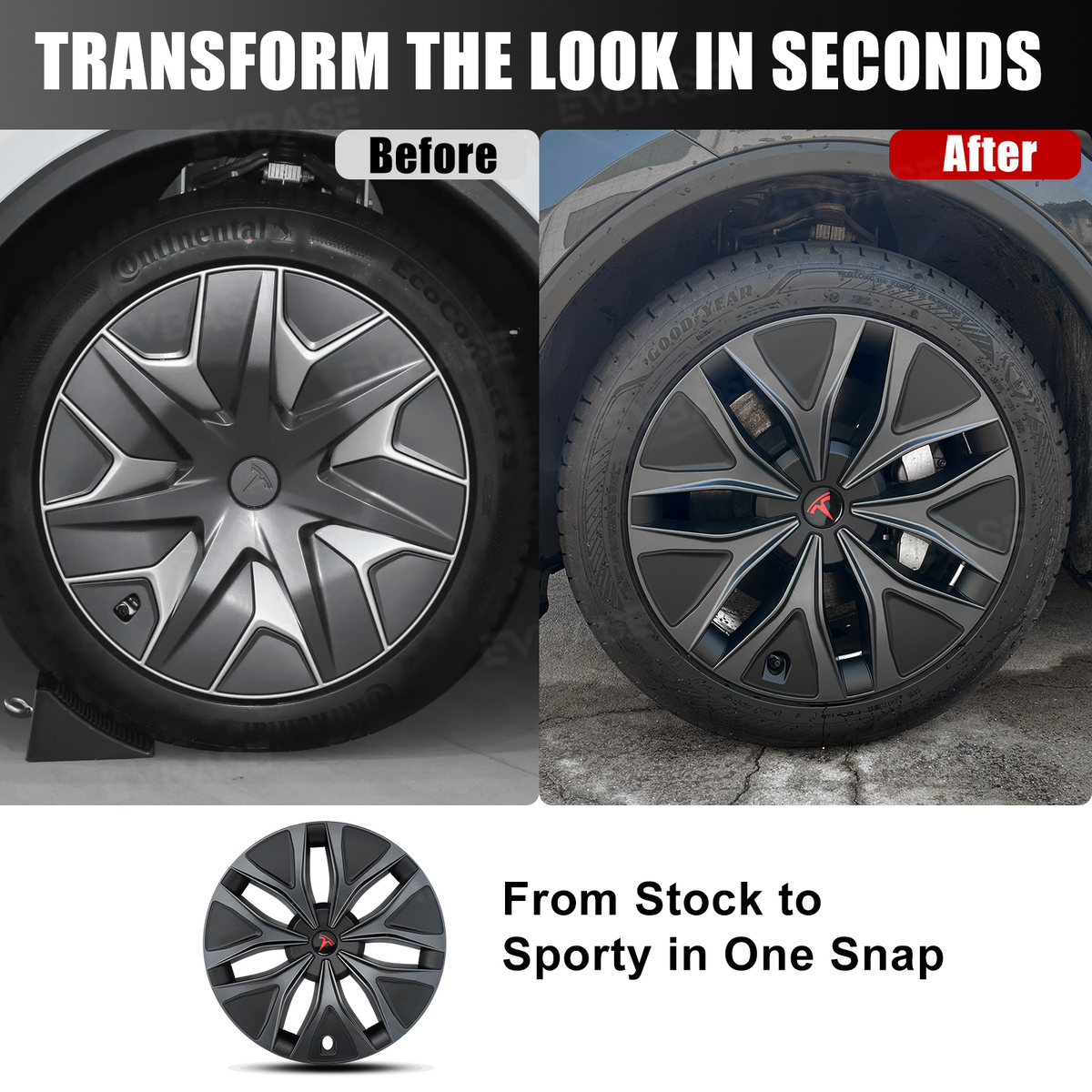 EVBASE Model Y L Wheel Covers 19" Mecha Wheels Hubcaps Inspired By Model Y Performance