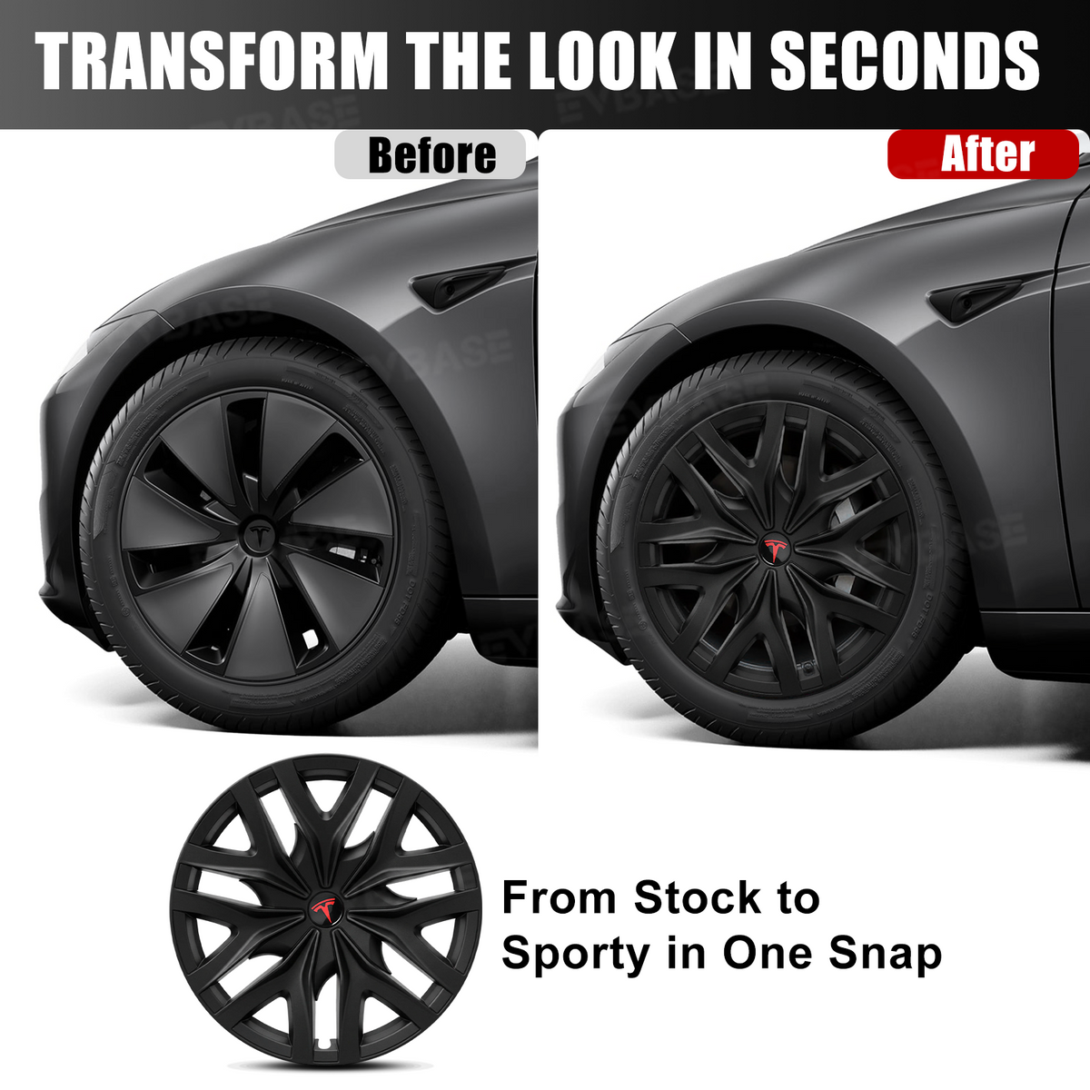EVBASE Model 3 Highland Wheel Covers 18" Photon Wheels Hubcaps Inspired By Model Y Performance