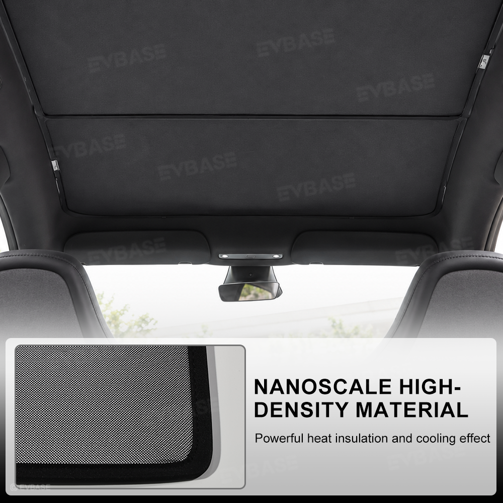 EVBASE Model Y L Glass Roof Sunshade Ice Crystal Sunroof Shade Foldable Heat Reflective Sun Visor