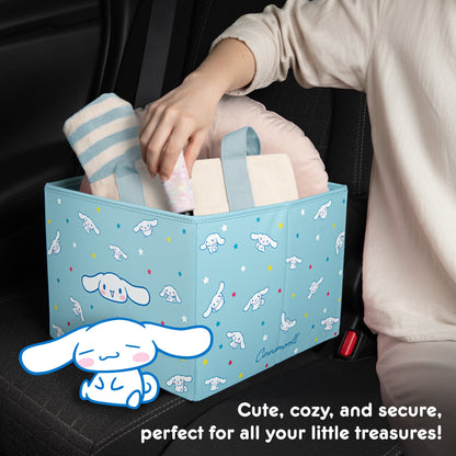 Sanrio Cinnamoroll Car Trunk Organizer and Storage Bin - Collapsible Compartment, Heavy Duty, Fold Up for Easy Storage, Automotive Seat Cargo for